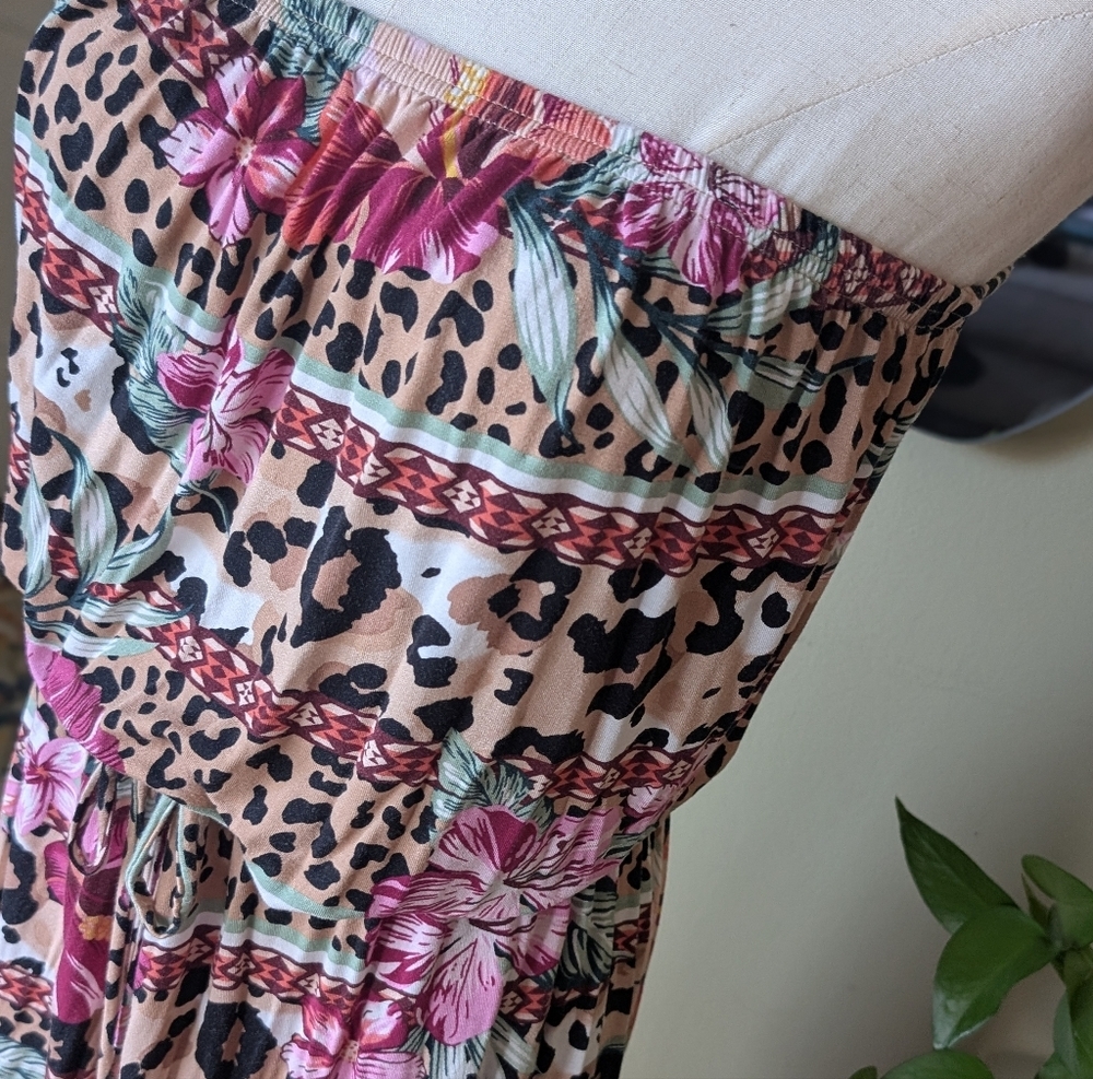 Lascana for Venus Strapless Maxi Dress Large Floral Animal Print Pockets EUC - Picture 4 of 16